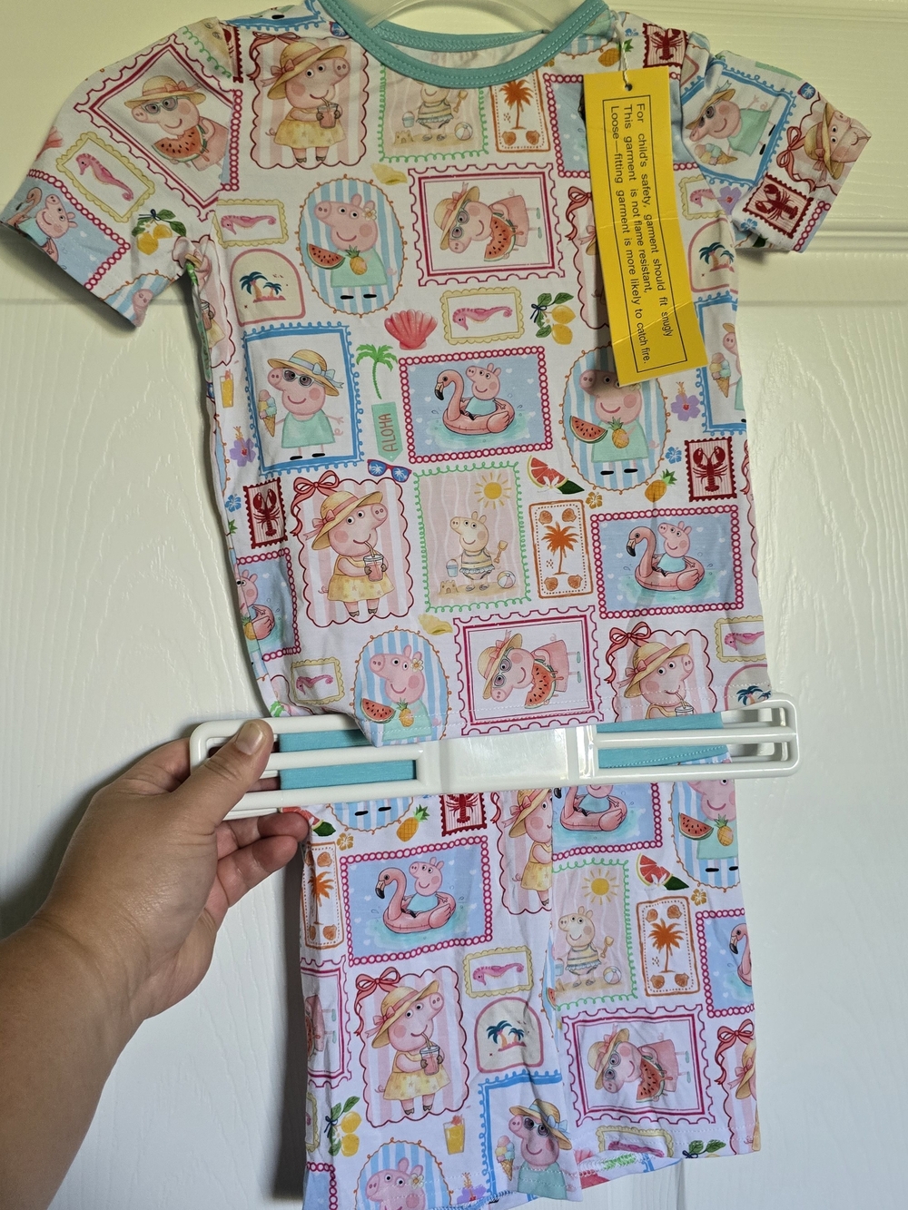 BAMBOO PJs Kids Pink Peppa Pig Summer Stamp-Print Pajama Set Weiwei - Size 2T